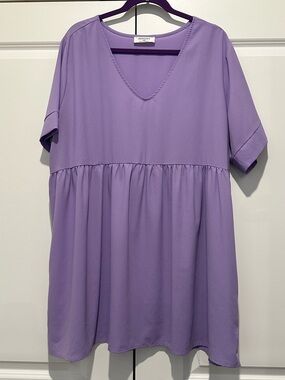 Chic Soul Lavender V-Neck Peplum Blouse